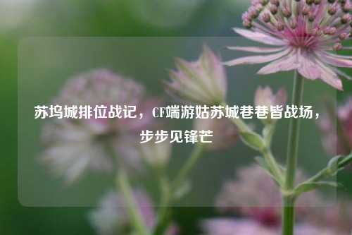 苏坞城排位战记,CF端游姑苏城巷巷皆战场,步步见锋芒