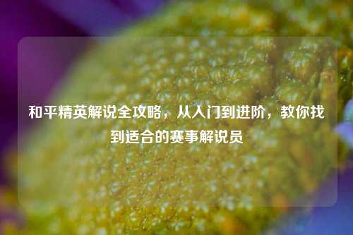 和平精英解说全攻略,从入门到进阶,教你找到适合的赛事解说员